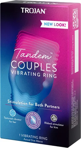 Vista 10 de TROJAN Vibraciones Tándem Anillo vibratorio para parejas, masajeador personal, 1 unidad, violeta