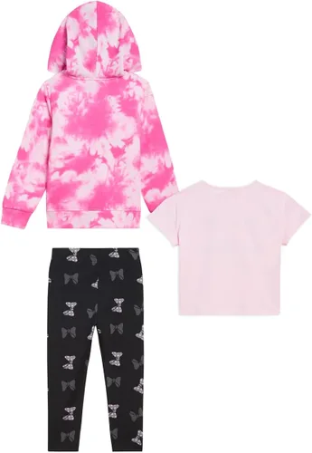Vista 2 de Disney Minnie Mouse - Conjunto de pantalones de 3 piezas para niñas, sudadera con capucha y cremallera de Minnie Mouse para niñas