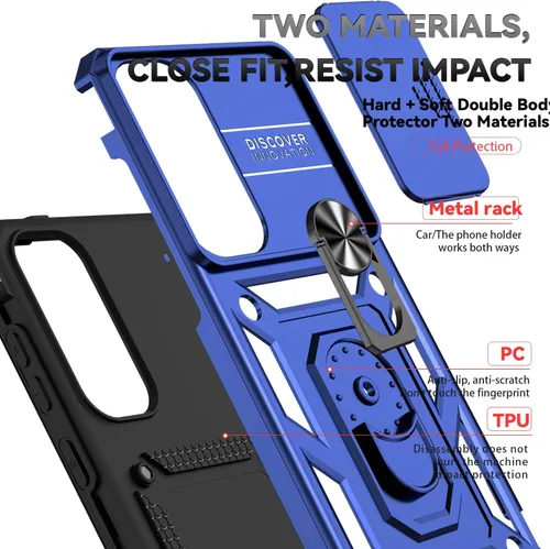 Vista 8 de Funda para Samsung Galaxy S24 Plus/S25 Plus con protector de Azul