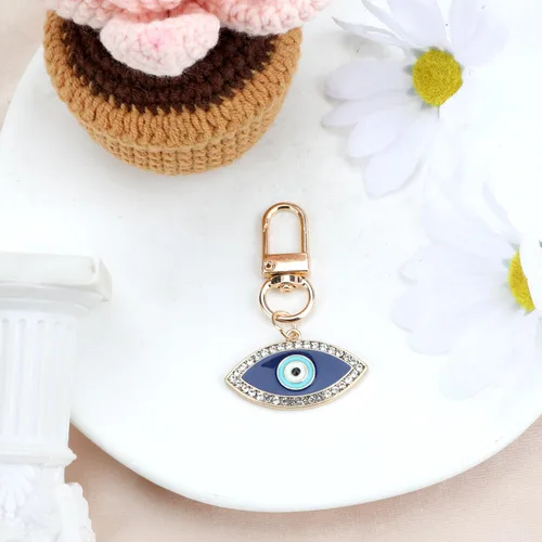 Vista 2 de Evil Eye Keychain,Evil Eye Bag Charm for Protection & Good Luck,Christmas Halloween Birthday Gift for Women Men Oro