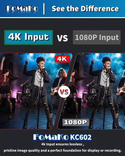 Vista 3 de FoMaKo Conmutador Mezclador de Video HDMI 4K, Pantalla LCD FHD de 5.5 Pulgadas, Conmutador de Transmisión en Vivo HDMI de 4 Canales, Entrada 4K