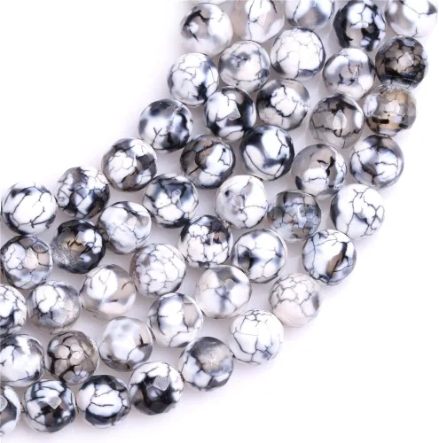 Vista 2 de Cuentas sueltas, gemas de ágata redondas facetadas naturales para realizar joyería a mano en grandes cantidades, bricolaje. Una tira: 15 pulgadas