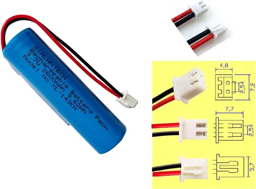 Vista 4 de XINLANTECH 3.7V 2600mAh 18650 Batería recargable de iones de litio con conector Jst XH2.54/2P cables de enchufe para electrónica de bricolaje