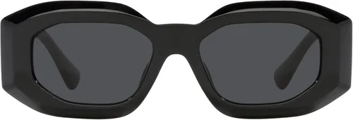 Vista 3 de Versace Gafas de sol para hombre, montura negra, lentes gris oscuro, 2.087in