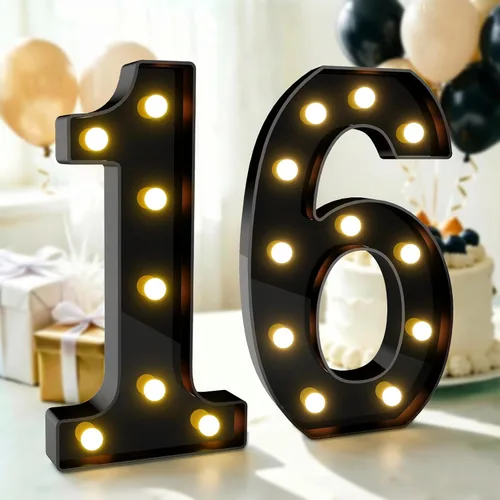 Vista 69 de Pooqla - Números iluminados negros, decoraciones de cumpleaños 50 para hombres Number 50