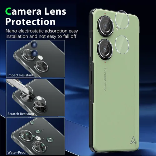 Vista 6 de Zeking [Paquete de 2+2 para Asus Zenfone 10 (2023) Protector de pantalla de vidrio templado de privacidad y protector de lente de cámara