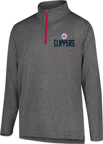 Vista 65 de Ultra Game Camiseta oficial de la NBA de manga larga con cremallera corta para hombre Gris Caliente Carbón