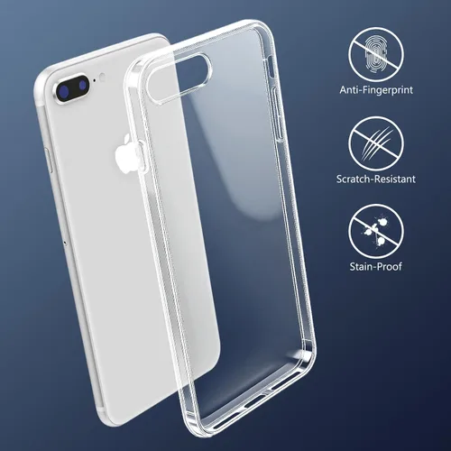 Vista 6 de FanTEK Compatible con iPhone 7 Plus, iPhone 8 Plus de 5.5 pulgadas, fundas de teléfono TPU de cristal transparente suave