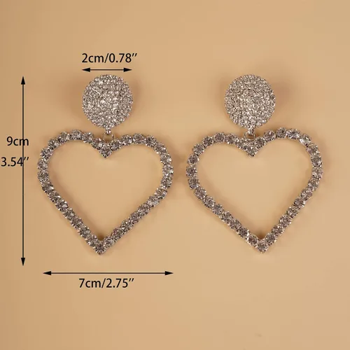 Vista 4 de YERTTER Elegantes aretes de gran tamaño, aretes colgantes de cristal con diamantes de imitación para mujer, aretes largos de moda con borlas