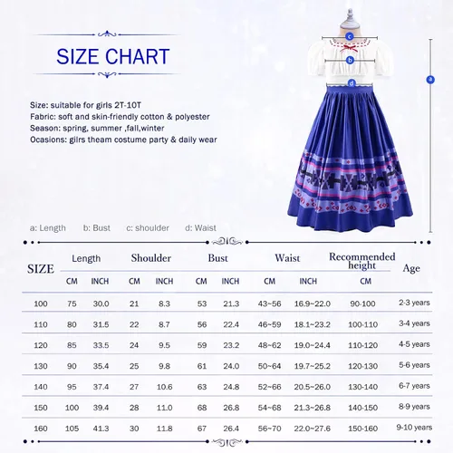 Vista 5 de keaiyouhuo Disfraz de Mirabel 3T-12T para cosplay, disfraz de Isabela Luisa Dolores, tía Pepa, vestido Madrigal para la familia Halloween
