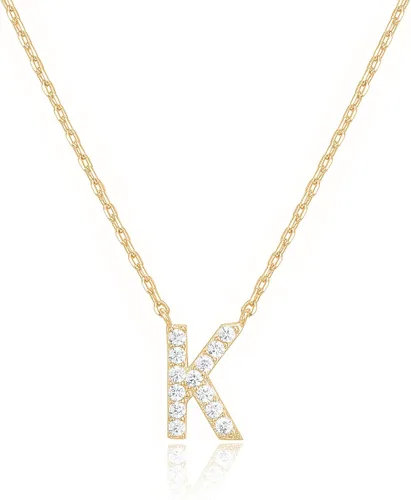 Vista 11 de PAVOI 14K White Gold Plated Cubic Zirconia Initial Necklace Letter Dainty Necklaces for Women