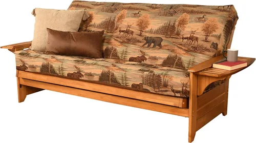 Vista 3 de Kodiak Furniture Futón Phoenix de tamaño completo con acabado de nuez de mantequilla, canadiense