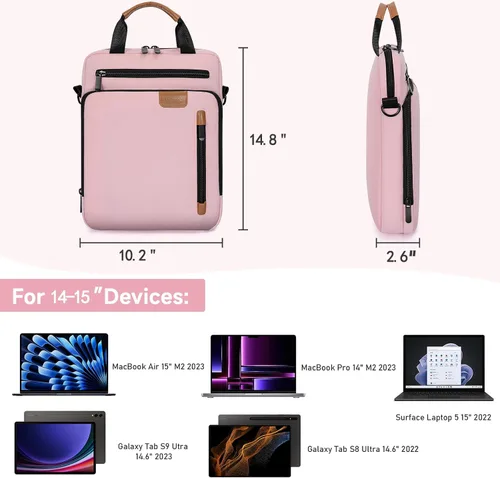 Vista 3 de TORIBIO Funda acolchada para portátil de 15 pulgadas Rosa