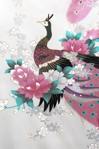 Vista 5 de BABEYOND Kimono de mujer bata larga con pavo real y flores estampado Kimono camisón
