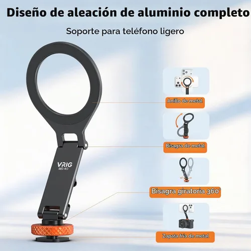 Vista 4 de VRIG MG-40 - Soporte magnético para trípode para iPhone y fundas MagSafe