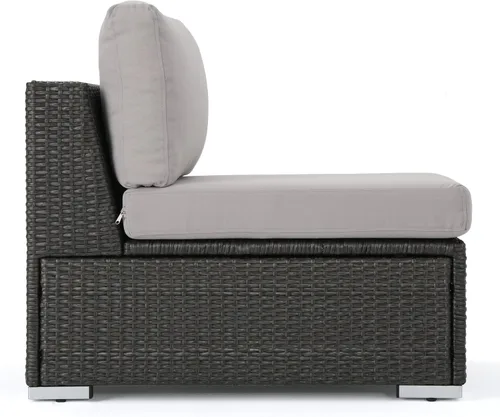 Vista 5 de Christopher Knight Home Santa Rosa - Asiento modular de mimbre sin brazos para exteriores con marco de aluminio y cojines resistentes al agua