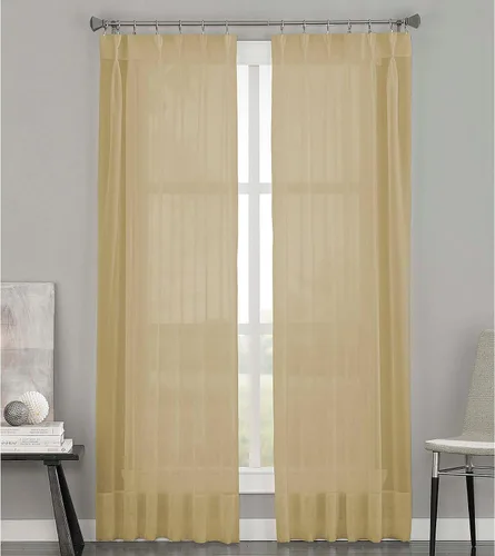 Vista 8 de Curtainworks Soho Panel de Cortina Transparente de Gasa con Pliegues Pinzados, 29 por 63 pulgadas, Ostra