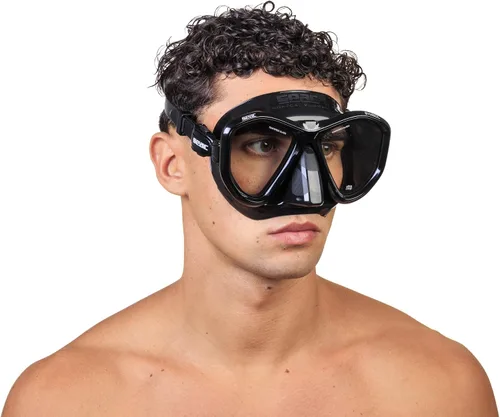 Vista 4 de Seac Símbolo, máscara de buceo hecha en Italia con dos lentes y hebilla 3D