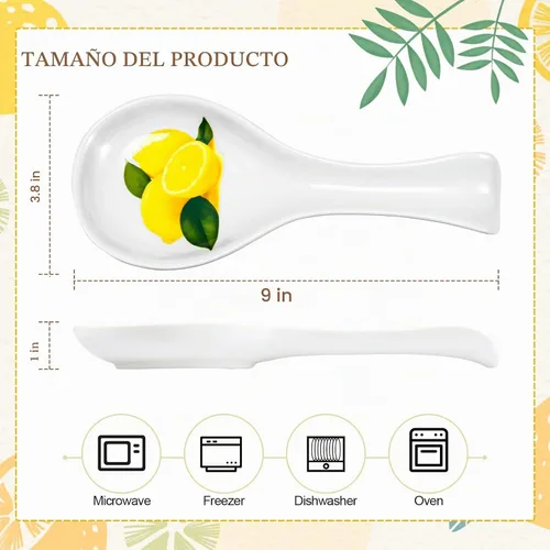 Vista 3 de Soporte de cuchara de limón de cerámica para estufa, encimera de cocina y barra de café