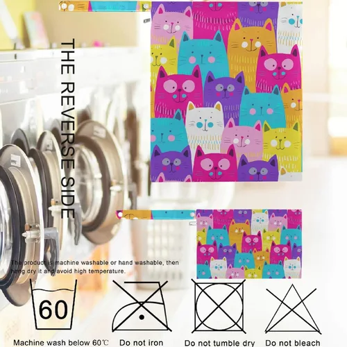 Vista 6 de visesunny Colorido gato - 2 bolsas húmedas con bolsillos con cremallera, lavable, reutilizable, espaciosa para viajes, playa, piscina, guardería