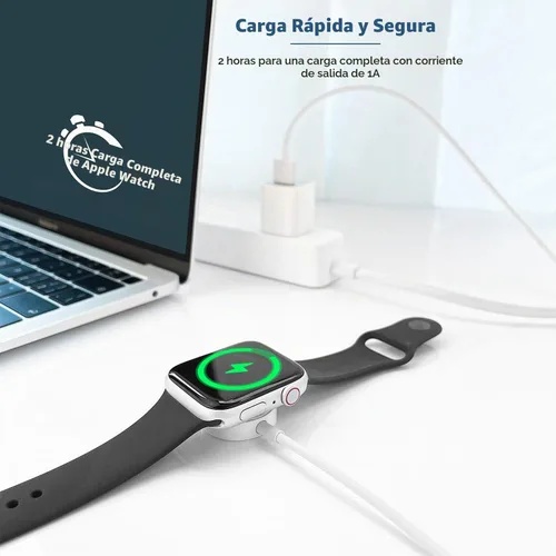 Vista 4 de Cargador de reloj para Apple Watch, 1.0 ft/1 pie corto de carga USB A inalámbrico magnético portátil cable de carga iPhone iWatch cable compatible