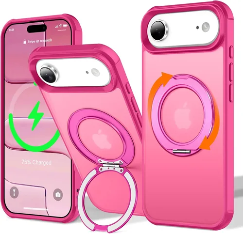 Vista 80 de UMIONE - Funda con diseño de anillo magnético giratorio de 360° para iPhone 11, soporte de bucle invisible integrado, compatible con Magsafe, funda