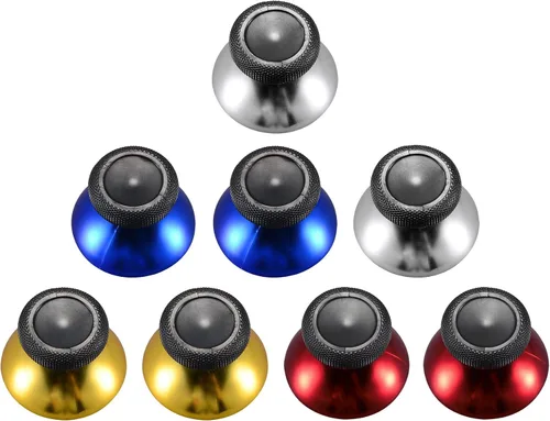 Vista 4 de eXtremeRate Palillos analógicos de repuesto para Xbox One One S X de 4 pares multicolores cromados mate para Xbox One