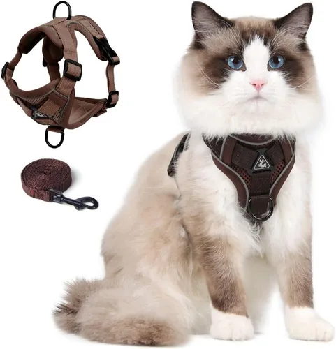 Vista 20 de Skmeditec Juego de arnés y correa para gato: chaleco a prueba de fugas mejorado con correa para gatos grandes, perros pequeños y cachorros, chaqueta