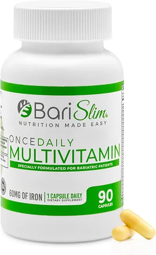 Vista 9 de BariSlim Cápsula multivitamínica bariátrica Once Daily - 60 mg de hierro - Vitamina bariátrica y suplemento para poscirugía incluyendo bypass