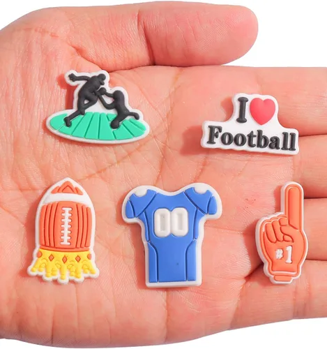 Vista 3 de Dijes deportivos para zapatos de cocodrilo, béisbol, sóftbol, fútbol, baloncesto, croc, dijes para niños, niñas, mujeres y hombres