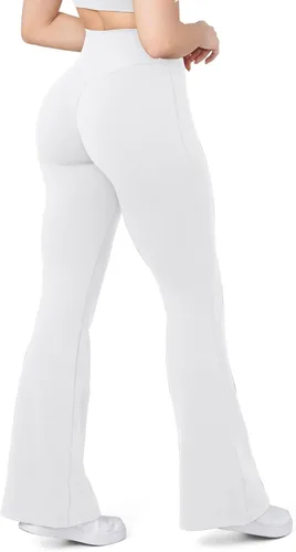Vista 103 de HEGALY Pantalones de yoga acampanados para mujer, leggings cruzados, suaves, de cintura alta, pantalones casuales de entrenamiento con corte de bota