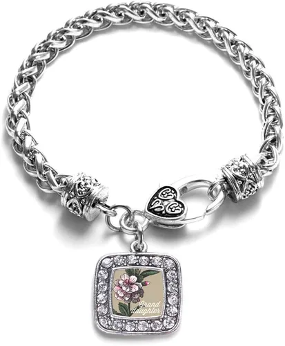 Vista 132 de Pulsera de dijes cuadrados de plata con joyería de circonita cúbica