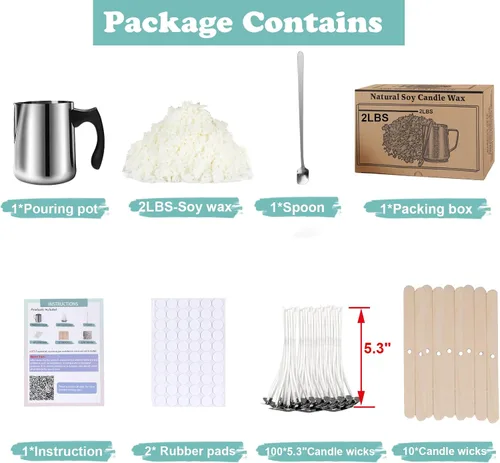 Vista 7 de Kit de suministros para hacer velas de cera de soja, cera de soja natural para hacer velas, kit de arte y manualidades DIY para adultos