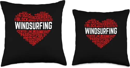 Vista 3 de Heart Pattern Boardsailing Games Quotes Love Heart Windsurf Sports Sayings Throw Pillow, 16x16, Multicolor