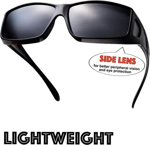 Vista 4 de The Fresh - Lentes de sol polarizados, de alta definición y envolventes para uso sobre anteojos - Estuche de piel para anteojos