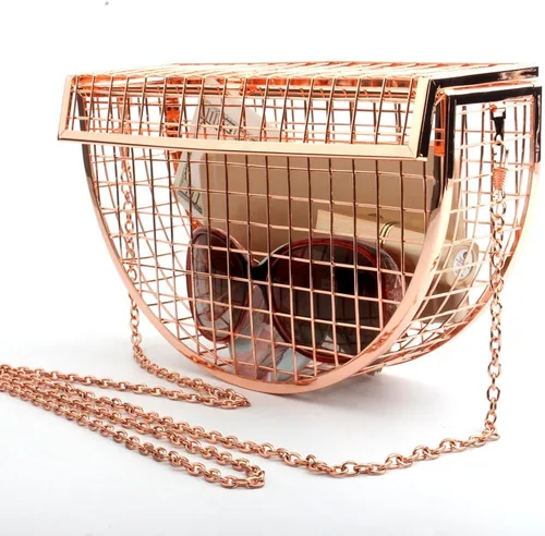 Vista 7 de LETODE Women's Elegant Chain Cross-body Bag Metal Hollow Cage Clutch