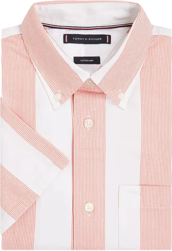 Vista 4 de Tommy Hilfiger Camisa de mezcla de lino de manga corta para hombre, ajuste regular
