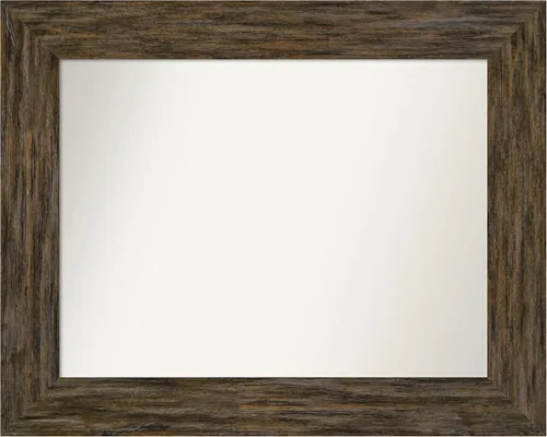 Vista 103 de Amanti Art Espejo personalizado, espejo de baño marrón Fencepost, espejo de pared o espejo de tocador de baño sobre el fregadero (27 x 27 pulgadas)