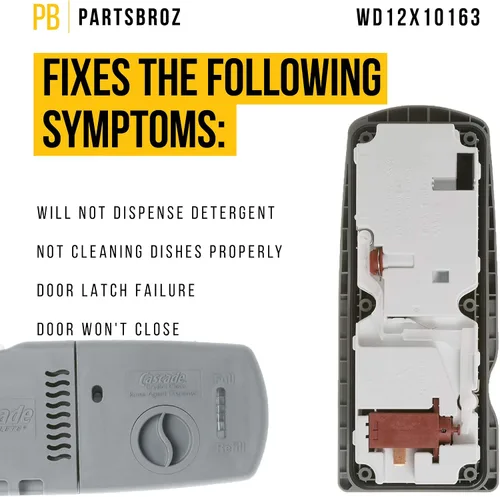Vista 3 de PartsBroz WD12X10163 - Tapa de enjuague para dispensador de detergente, compatible con lavavajillas General Electric Hotpoint. Sustituye a AP3767572