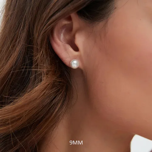 Vista 10 de YAMI Black/Grey/White Pearl Earrings, Real Cultured Pearl, 925 Sterling Silver Stud Earrings Plated with 18K Gold, Classic & Elegant Jewelry Gifts