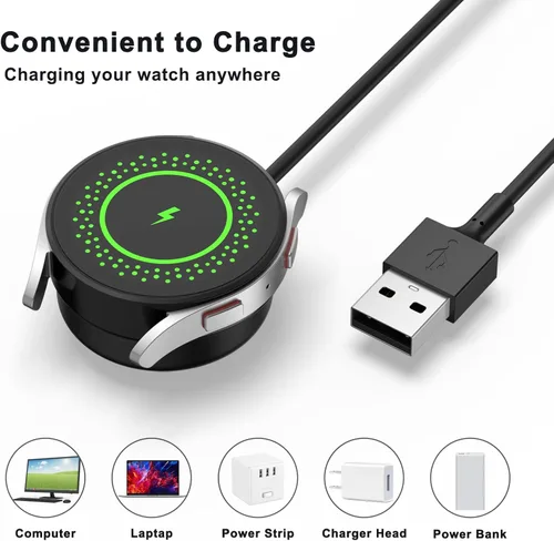 Vista 8 de Vancle Cargador de pared rápido para Samsung Galaxy Watch 8/8 Classic/7/6/5/4/3/Active 2/Active, 3.3 pies magnético USB carga cable Dock soporte