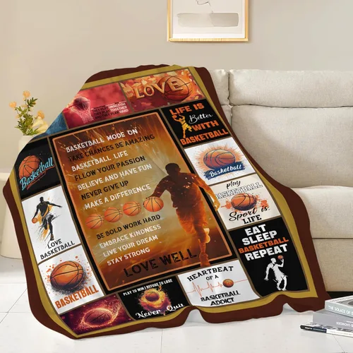 Vista 2 de Manta de Baloncesto Deportiva Manta de Tiro de Baloncesto Regalos para Jugadores Niños Niñas Adultos Mujeres Hombres Súper Suave Cómoda Felpa