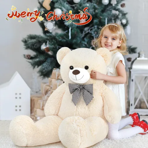Vista 6 de Oso de peluche gigante de 47", enormes animales de peluche suaves, peluches suaves de 4 pies, gran oso de regalo para niños, novia, día de San Crema
