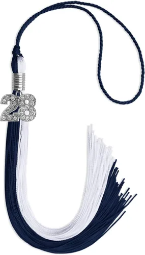 Vista 207 de Endea Graduation Borla de doble color con dije de plata brillante (negro/oro antiguo, 2025)