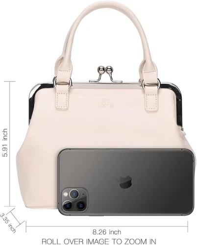 Vista 3 de GM LIKKIE Kiss Lock - Monederos y bolsos, bolsos de mano de piel sintética vintage para mujer, bolso de noche con asa superior