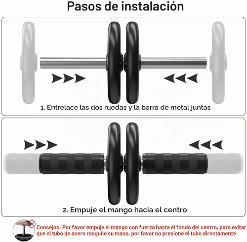 Vista 5 de Rueda Abdominal, Rodillo para Abdominales para Máquina de Ejercicio Abdominal, Equipo de Entrenamiento de Abdominales, Entrenador de Fortalecimiento