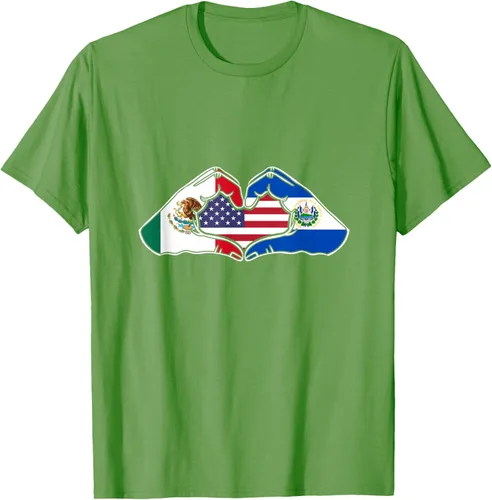 Vista 19 de Corazón manos México, El Salvador y Estados Unidos. Camiseta, Negro