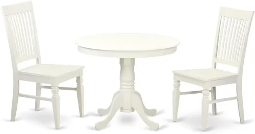 Vista 10 de East West Furniture ANWE3-BCH-W, 3 piezas