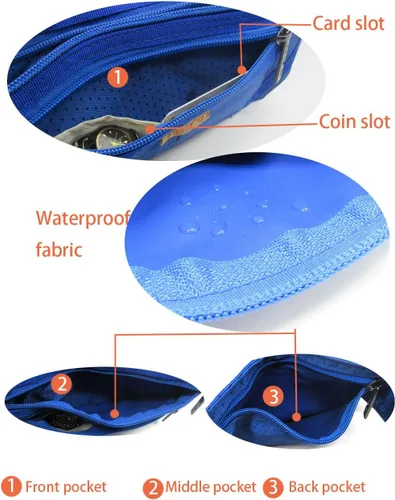 Vista 25 de Bolsa de cintura ultrafino con ranuras c/visualización para tarjeta de crédito, para deportes, aire libre, correr, caminar, viajes.