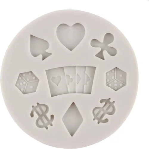 Vista 6 de Sijiangmold Moldes de silicona de póquer, juego de cartas de casino, molde de fondant de chocolate para decoración de cupcakes, decoración